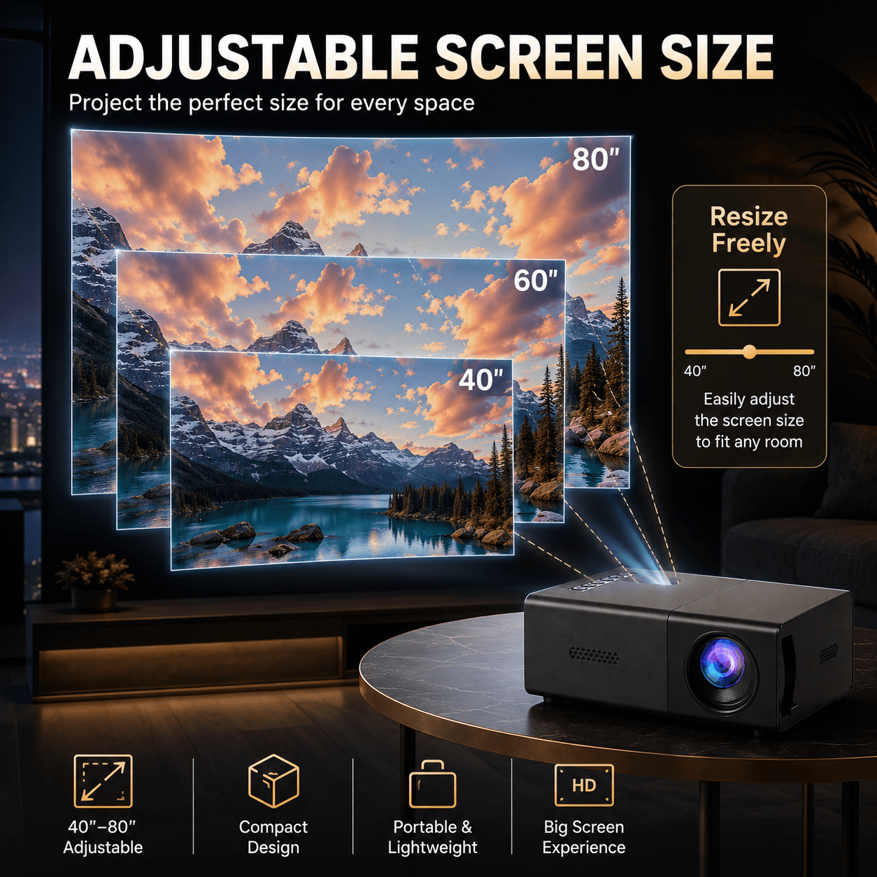 Mini Portable Projector, Led Micro Projector, Native 240p Resolution, Supports 1080p, , White - For Home Theater, , Gaming - Usb Powered, Wall Projection, Gaming Projector