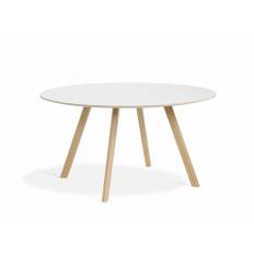 HAY - CPH 25 Round - Spisebord - Tabletop: White Laminate - Base: Soaped Oak