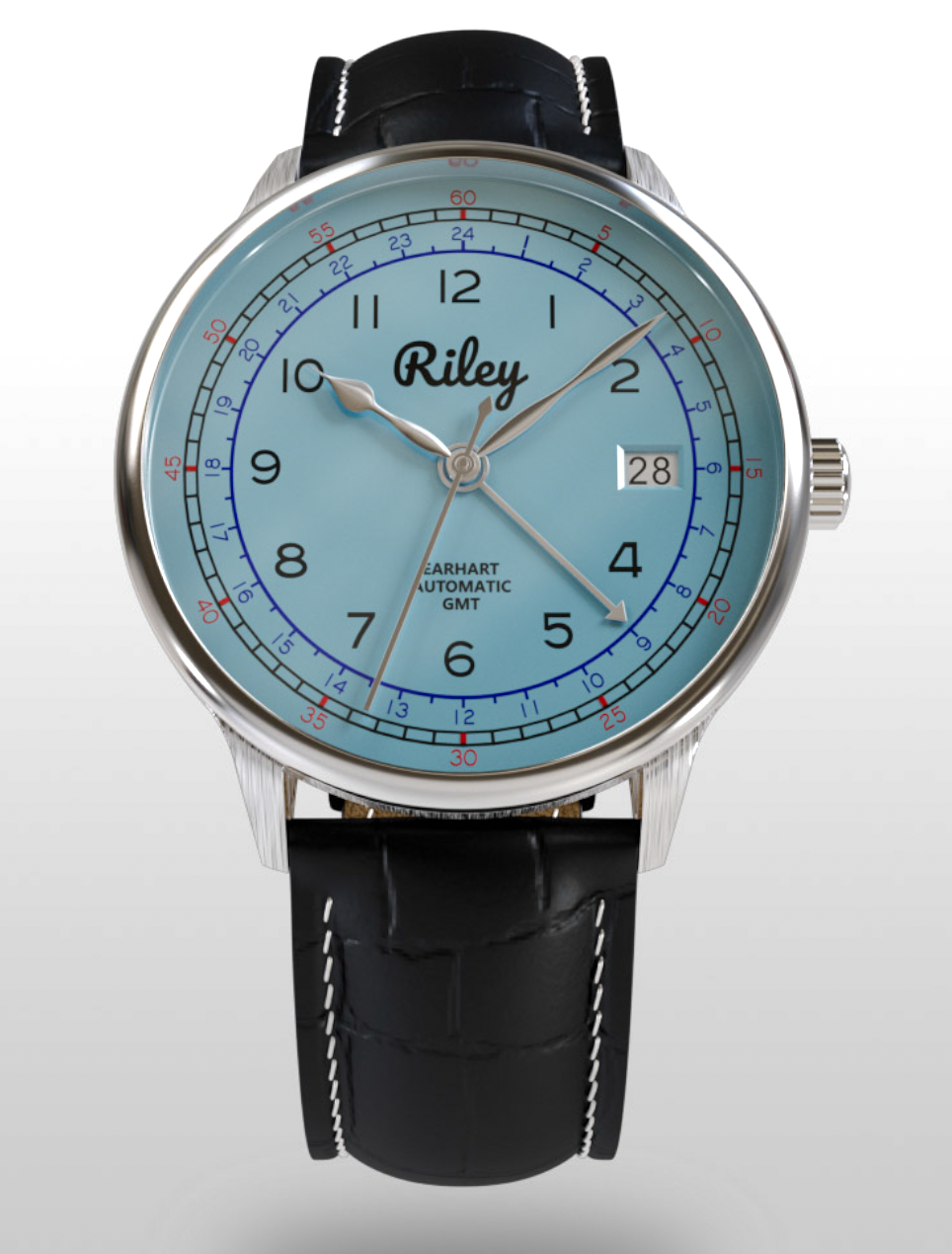 Amelia Earhart Automatic - AE01-GMT - Sky (Blue) / Leather Strap (Quick Release Clasp)