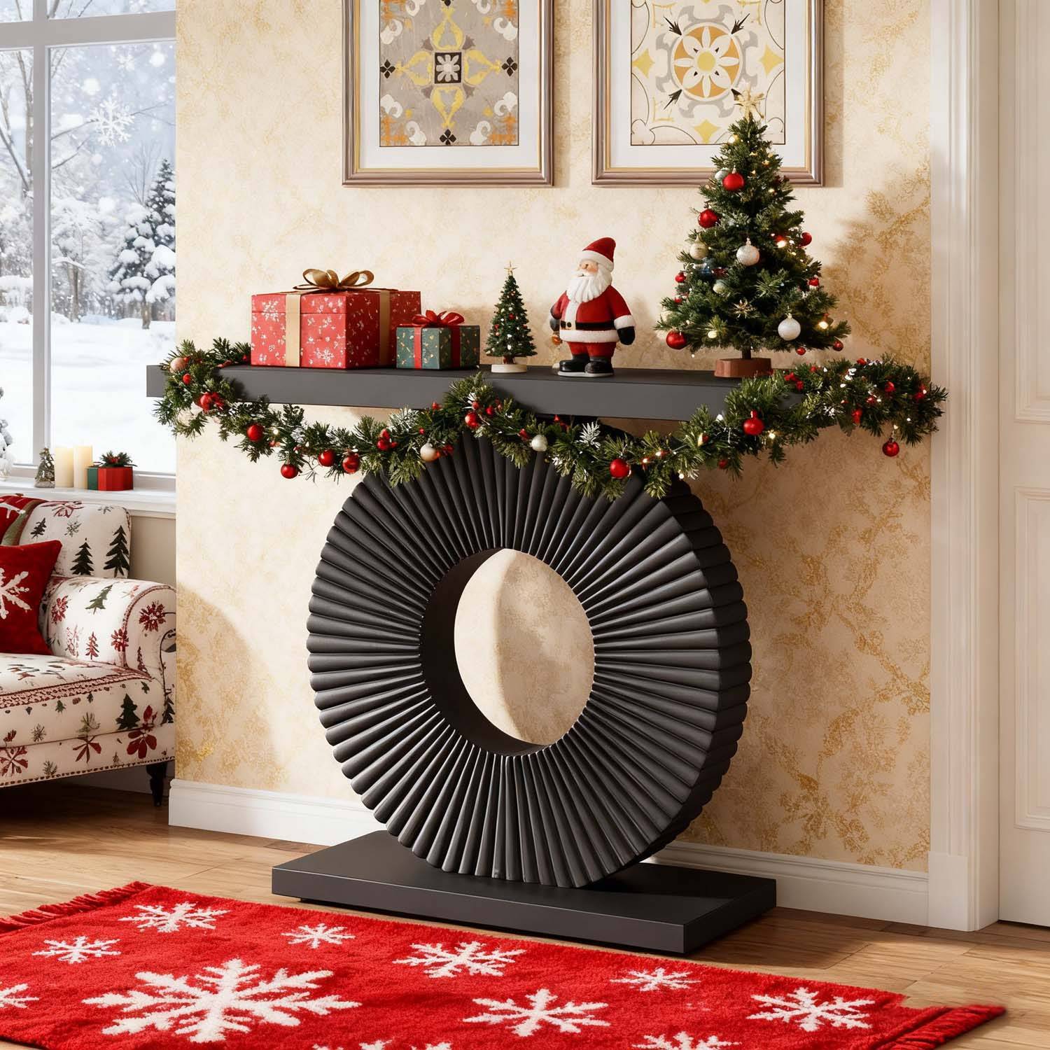 40-inch Modern Console Table With Geometric Metal Base & Wood Top - Entryway Sofa Table Suitable For Living Room, Hallway, Contemporary, Assembly, Multifunctional Furniture With /plywood