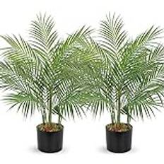 Uppsättning om 2 90 cm konstgjord växt Areka palm konstgjord växt palm stor i kruka, konstgjort träd för inomhus och utomhus, modern dekoration, dekoration badrum vardagsrum sovrum balkong