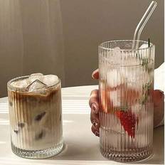 Randig glasmugg, retro vattenmugg, dryckesmugg, kaffemugg, juicemugg, kall dryckesmugg, värmebeständigt glas, lämplig för dagligt drickande, familjesa - Multifärgad (Multi-size)