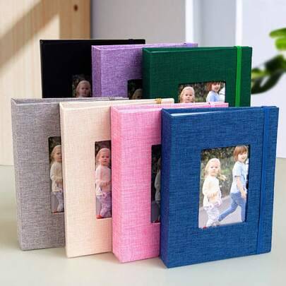 Litet 4x6 fickfotoalbum, 26 sidor, rymmer 52 foton, bärbart 4x6 album, lämpligt för bröllop, familj, bebis, resor, svart blå (porträttfoton är slumpmä (Multi-size)