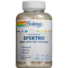 Solaray Spektro Uden Jern og Vitamin K Kosttilskud 200 stk + FRI FRAGT