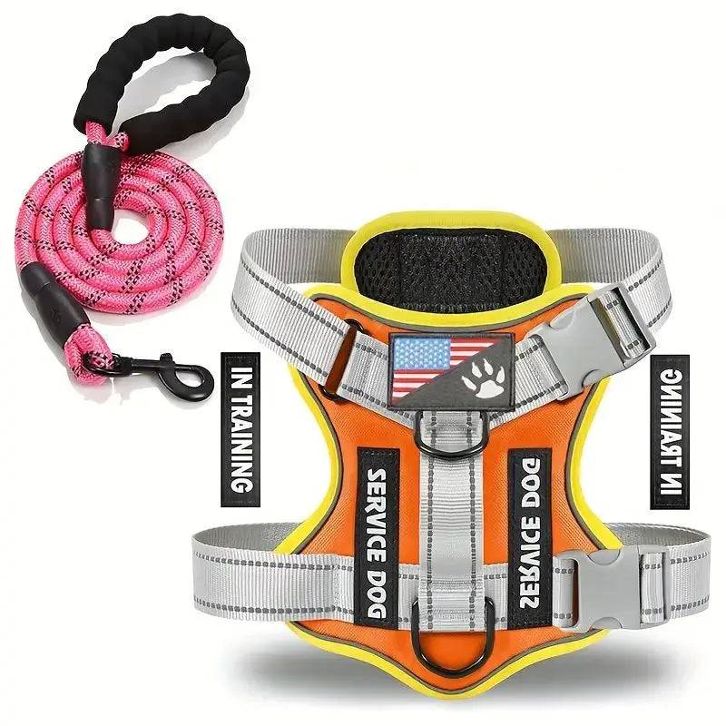 Escape-Proof No-Pull Dog Harness & Lead Set with Reflective Strips - Yellow / L (L)