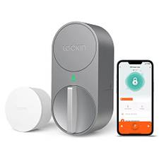 Lockin Smart Deadbolt WiFi, silver, nyckellöst ingångsdörrlås med Bluetooth, Alexa och Google-integration, passar på de flesta befintliga fallbultar, enkel installation smart lås