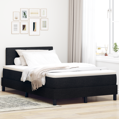 vidaXL Boxfjädersäng med madrass svart 120x200 cm tyg