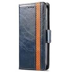 KRjcsfhy för iPhone 16e, skal, läder för iPhone 16e, mobilfodral, premium läder, flipfodral, skydd, stötsäkert skyddsfodral för iPhone 16e, fodral, vikbar väska, vikskal, blå
