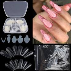 Dual Nail Form Kit, 60st Dual Forms for Polygel, Ballerina Nail Extension Forms, 60st French Forma Nail Stickers, Återanvändbara silikonnagelformar Fr - Genomskinlig