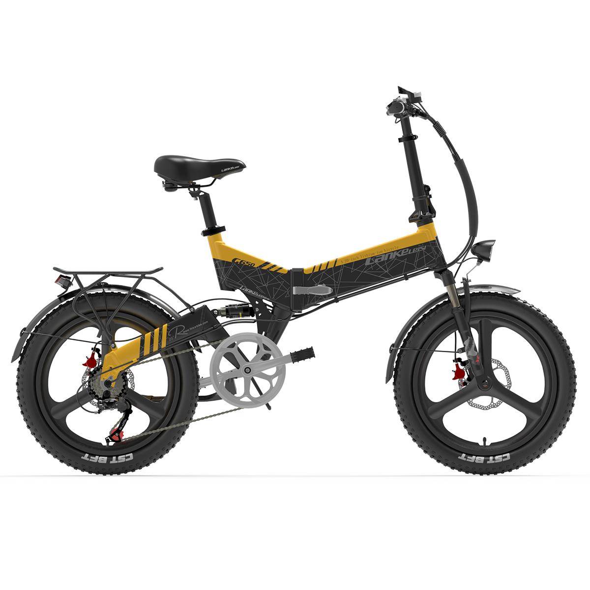 LANKELEISI G650 Adult Folding Outdoor E-Bike 48V12.8AH Battery 500W Motor Electric Mountain Bike 20 Inch Fat Tires Off-Road Electric Bicycle