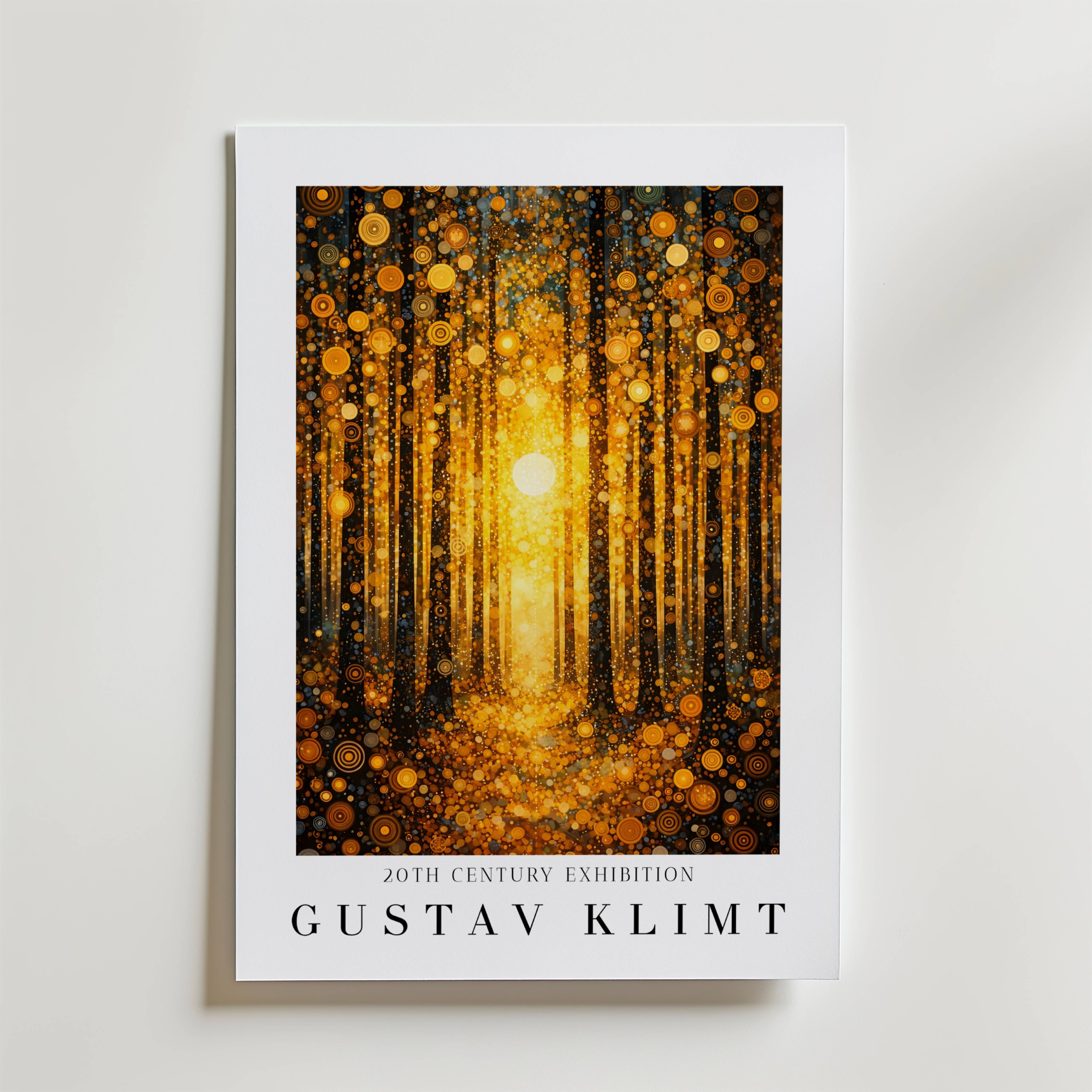 Gustav Klimt Golden Forest Radiance Poster - Fine Art Poster 13x18 cm Med passepartout