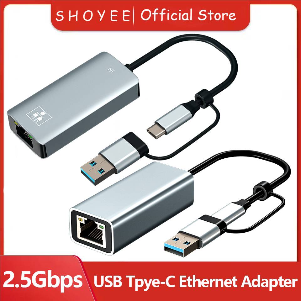 USB Tpye-C Ethernet Adapter 2.5G 100/1000/2500Mbps USB2.0 3.0 Network Card for Laptop PC NAS Server Windows  Internet Adapter