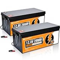 ECO-WORTHY 2-pack LiFePO4 12V 280Ah batteri med BMS och 3000-15000 cykler,3584Wh LiFePO4 batteri 12V för husbil,solsystem komplett set,solpanel kit