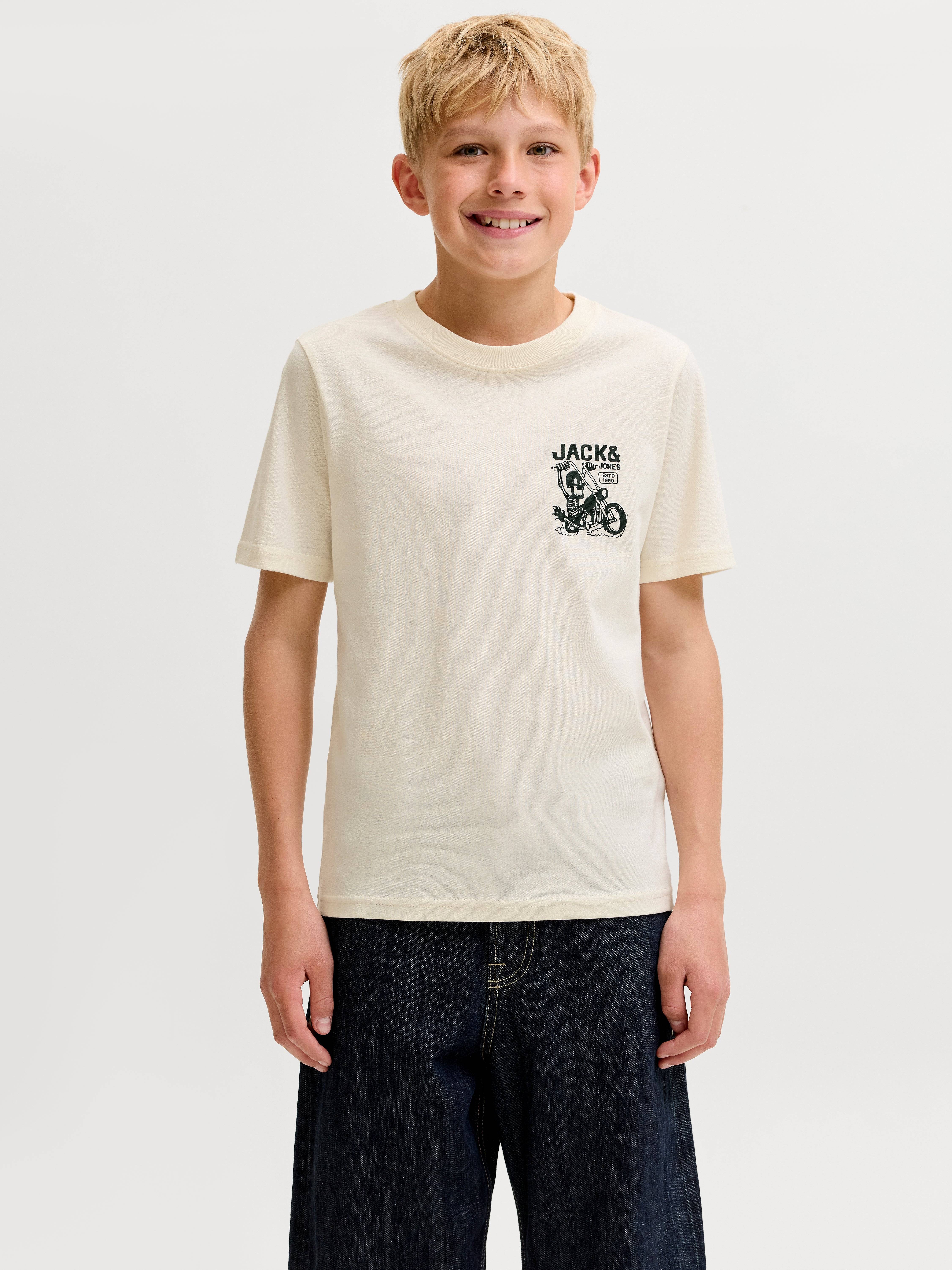 Baktryck T-shirt Boys - Vit - 176