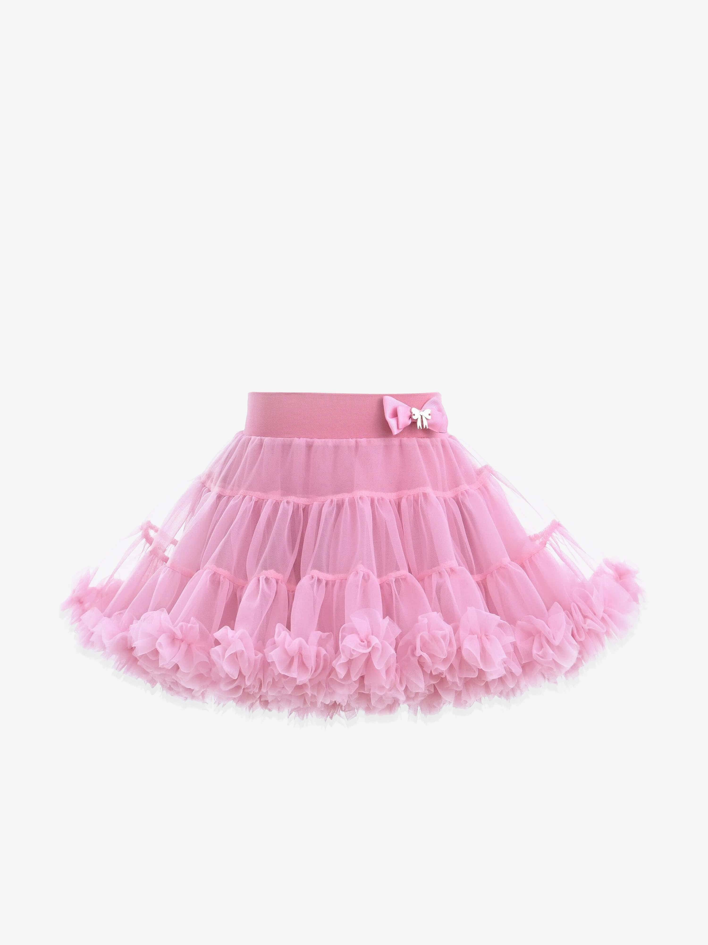 Pink Pastel Bow Tulle Skirt - Pink / 7Y-8Y (7Y-8Y)