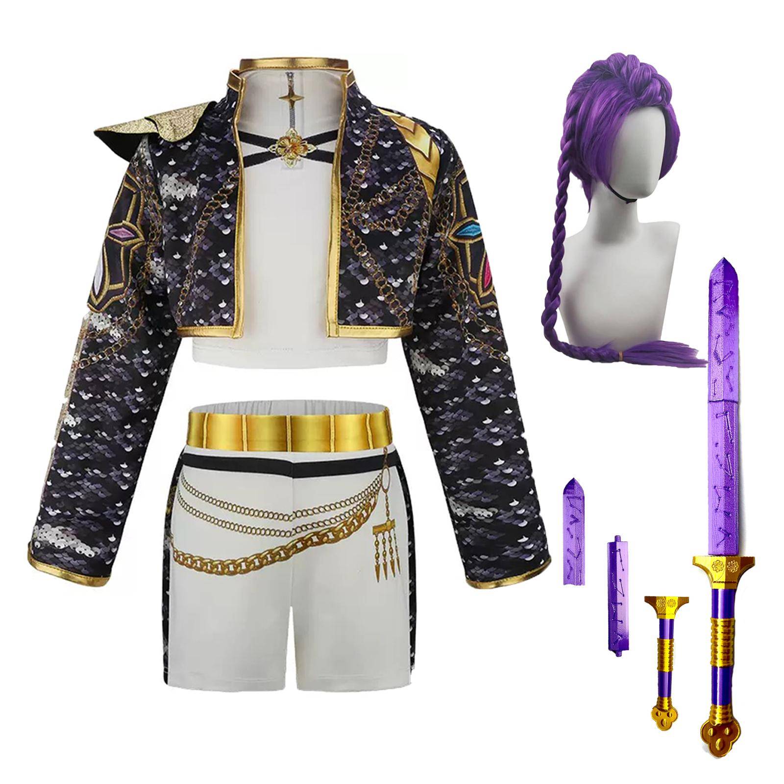 K-pop Cosplay Kostymer Rumi Kpop Sångare Utklädning för Barn KPop Fest cm gray