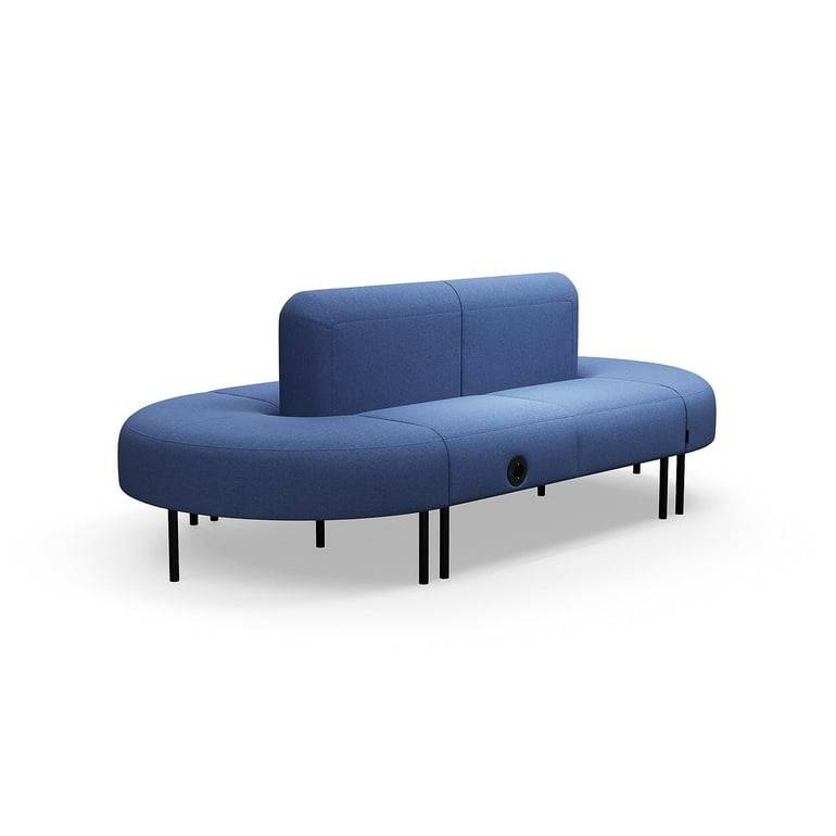 Soffa VARIETY, stängd sweep, USB-C/220V-uttag, tyg Pod CS, blå