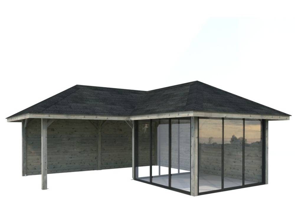 Havehus m/overdækning, Bianca 512, 24,9 m², grå