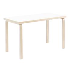 Artek - Aalto Table 80A, White laminate top, Natural lac - Matbord - Alvar Aalto - Vit - Trä