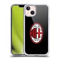 Head Case Designs Officiellt Licensierade AC Milan Fullfärg Svart Crest Mjuk Gel Fodral Skal Kompatibelt med Apple iPhone 13