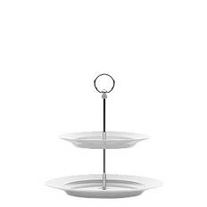 Lyngby Porcelæn Rhombe Kakfat Ø27 cm vit - Serveringsfat - WHITE / white