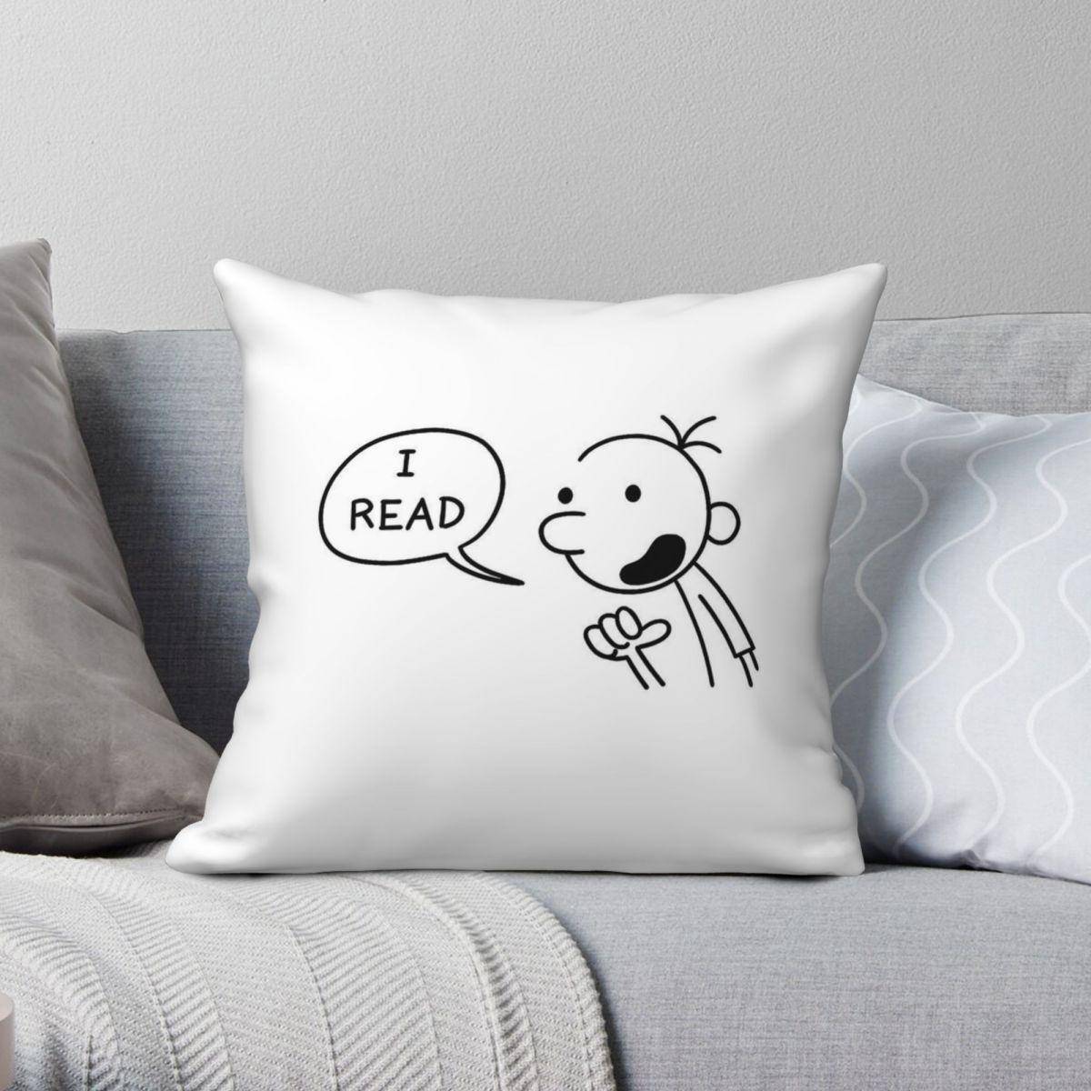 Wimpy Kid Greg Heffley Säger Jag Läser Fyrkantigt Kuddfodral Polyester Linne Sammet Tryckt Dragkedja Dekorativ Hemkudde Fodral