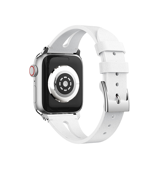 Apple Watch (38/40/SE/41/42mm) - Deluxe™ V-Shape Læder Rem - Hvid
