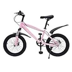 MEHOOSPVN Barncykel 45 cm pojkar flickor kolstål legering cykel barn cykel från 5–9 år mountainbike MTB City cykel skivbroms cykel med däckpump och ficklampa, rosa