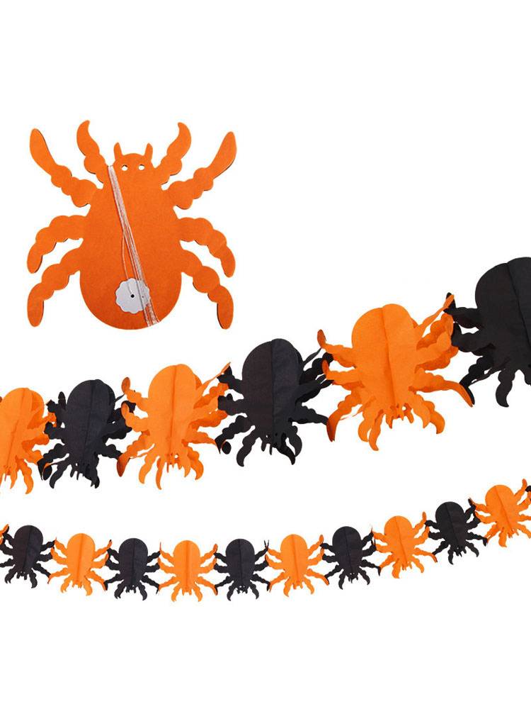 Halloween Decorations Yellow Paper Bat Spider Paper Garland
