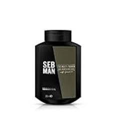 SEB MAN THE MULTITASKER – 3-i-1 schampo, skäggschampo och duschgel – för alla hårtyper – med guarana extrakt och stimulerande doft av bergamott och rosa peppar – 250 ml