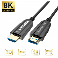 Fiber HDMI 2.1 kabel, 8K med indbygget netværkskanal (Ethernet), 10 meter