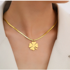 Fyrklöver halsband i guldfärg.