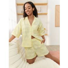 Bath & Body Works Bath & Body Works Yellow Palm 100% Cotton Button Through Broderie Shorts Set