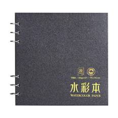 Lightwish fyrkantig akvarelljournal, 100% bomull, 300 gsm/63,5 kg, syrafri, 20 ark kallpress vattenfärg skissbok för konstnärer vuxna studenter, 19 x 19 cm (mörkgrå)