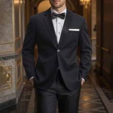 Men 2 Pieces Business Suit - Solid Color Lapel Neck Long Sleeve Blazer And Pants Set Wedding Outfit For Men Men Wedding Suits Wedding Clothes For Men - Black - L,M,S,XL,XXL