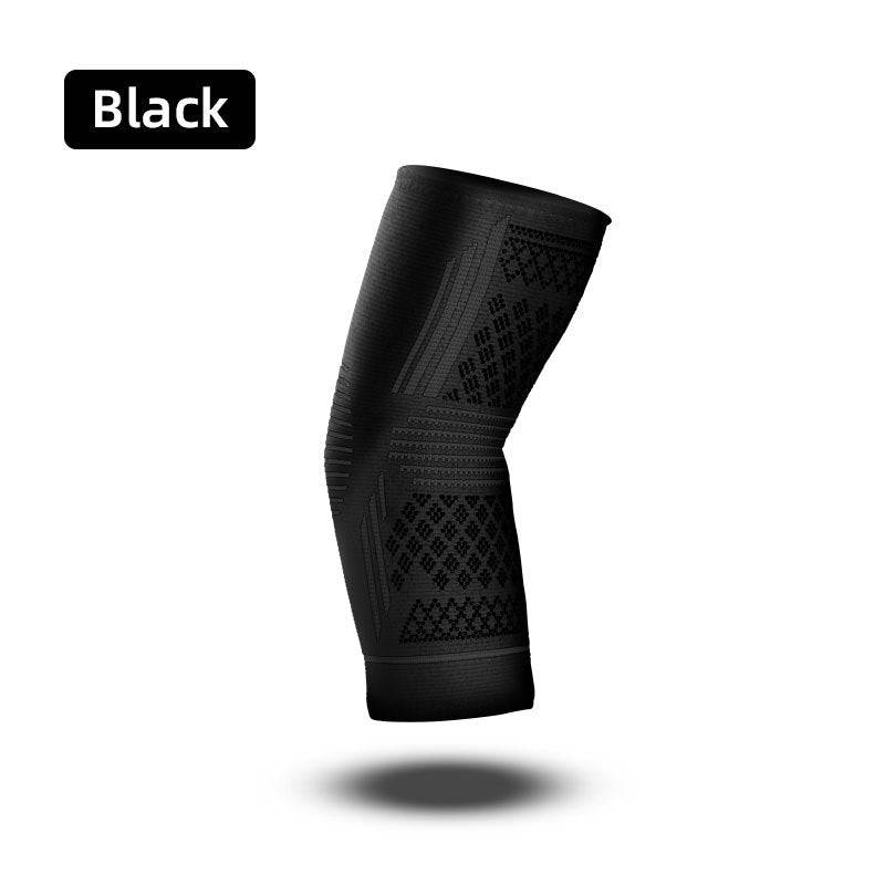 Sports Elbow Guard Four-sided Elastic Compression Knit Breathable Nylon Elbow Pads - Black / L