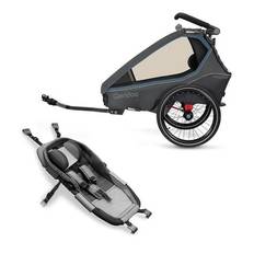 Qeridoo® Kidgoo2 cykelanhænger til børn Navy Blue Collection 2023 inkl. hængekøje Plus