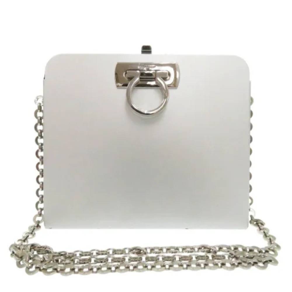 Salvatore Ferragamo Pre-owned Pre-owned Stof skuldertasker - Vintage - Dame - Hvid - ONE SIZE - Uld