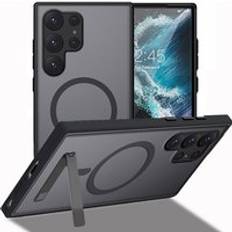 Magnetic Phone Case with Metal Stand for Samsung Galaxy S23 S24 Ultra Plus Mobile Cases New Products 2024 Cover with Kickstand