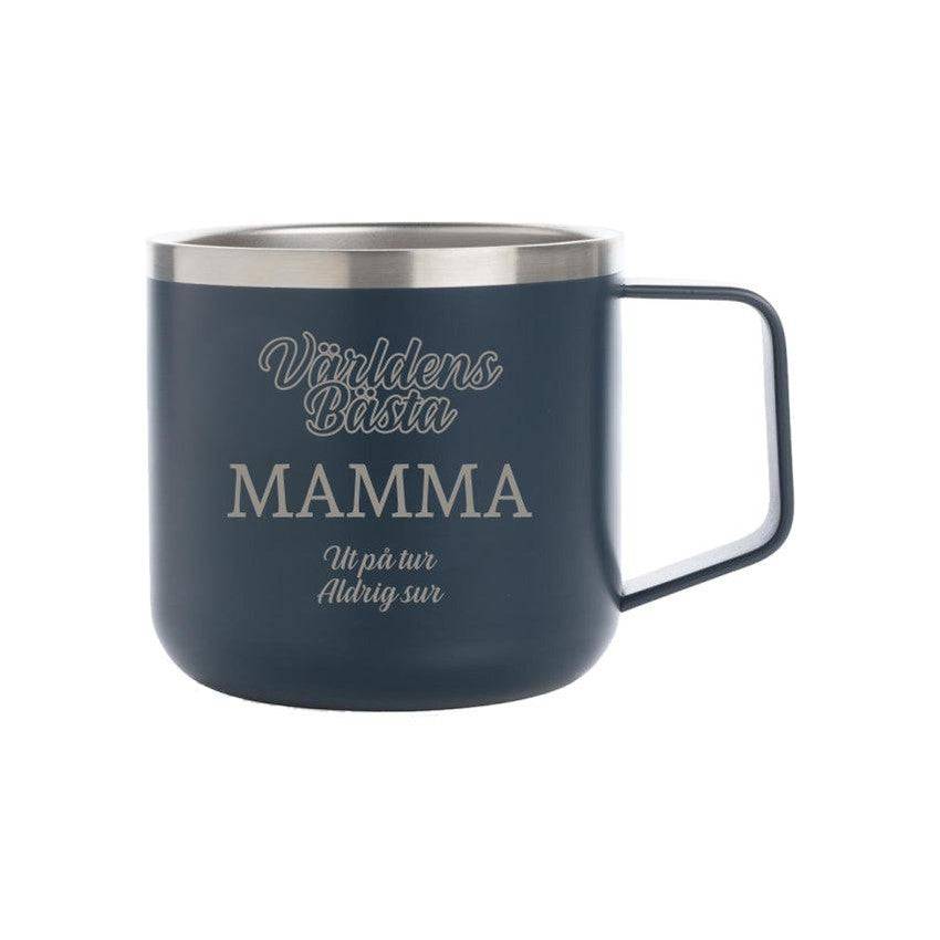 Campingmugg med gravyr - Världens bästa, MARINBLÅ