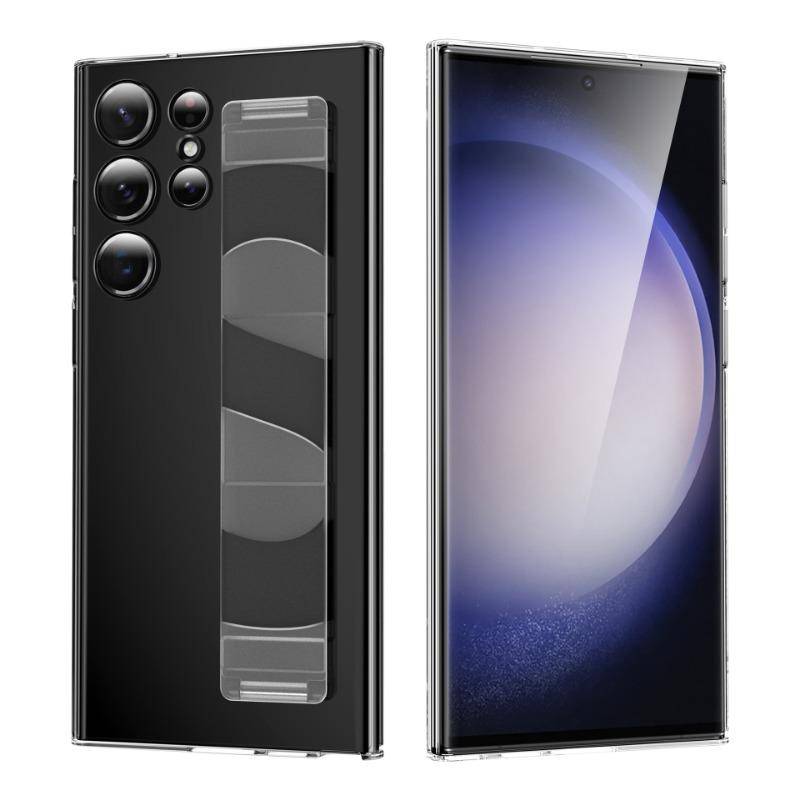 Telefonfodral med handledsrem för Samsung Galaxy S24 S23 Ultra Plus 5G Silikonarmband Matt Transparent Skyddsfodral