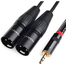 NANYI XLR till 3,5 mm splitterkablar, TRS-stereohane till två XLR-hane, sammankoppling ljudmikrofonkabel, Y-splitter adapterkabel (0,5 meter/1,6 fot)