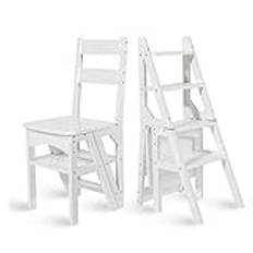 4 Step Folding Step Stool Solid Wood Multi-Function Staircase Chair Portable Light Garden Tool Ladder Fre (A) (A)