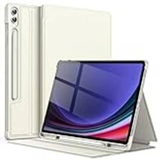 JETech Fodral för Samsung Galaxy Tab S10 Plus/Tab S9 Plus 12,4 Tums med S Pen Pennhållare, Smal Folio Stativ Skyddande Tablet Skal Case, Flera Betraktningsvinklar (Beige)