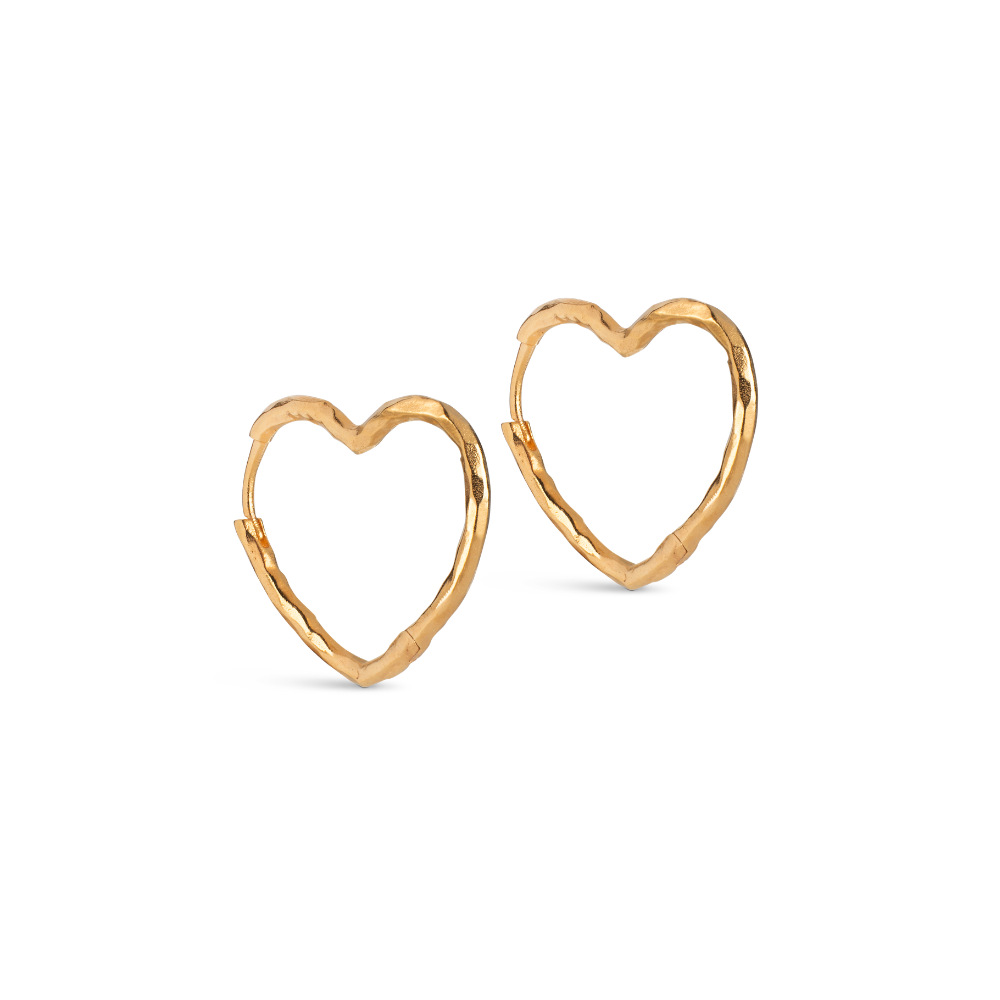 Enamel - Organic Heart Medium Hoops i forgyldt - E414GM