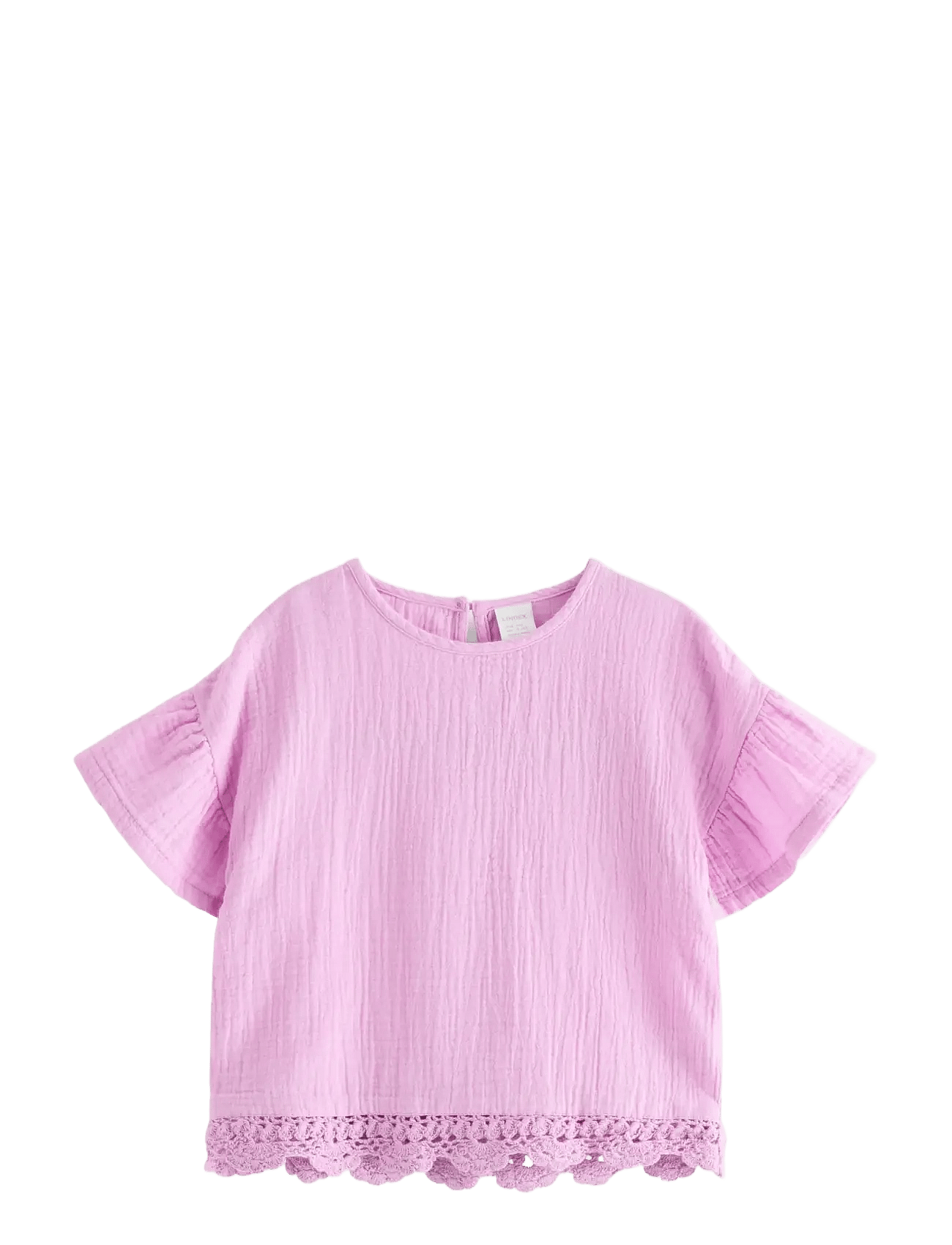Lindex Short-Sleeved Top In Cotton Gauze - Purple - 128