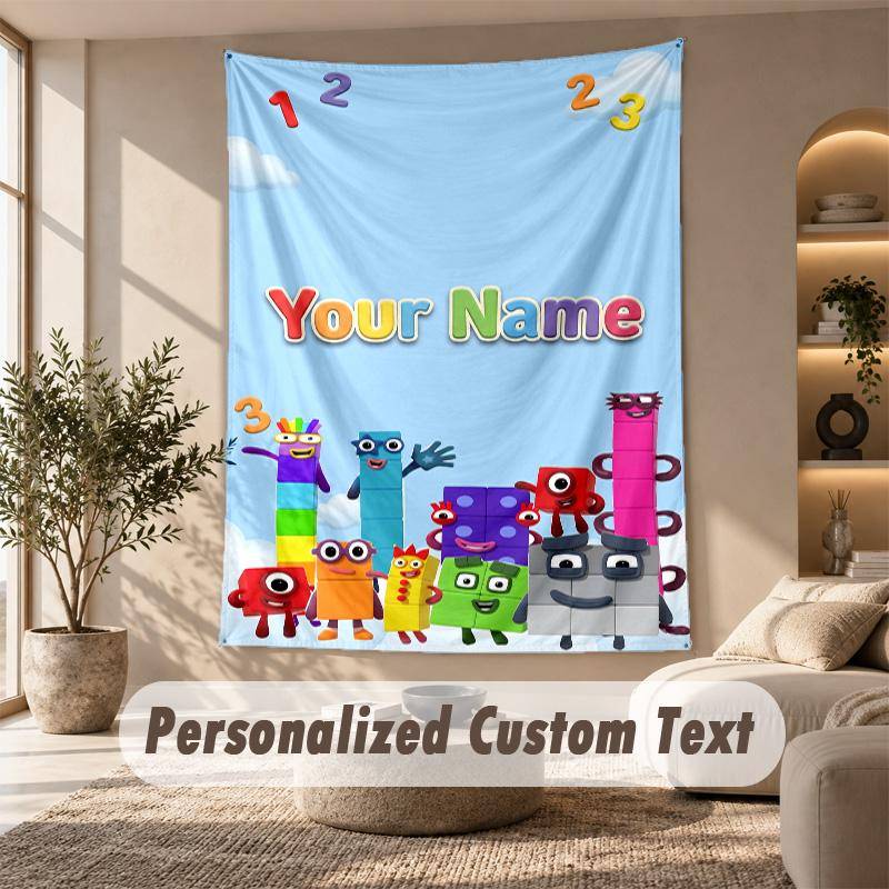 Numberblock Tapestry, Personalized Custom Text, Wall Hanging Tapestry For Living Room Home Wall Decor