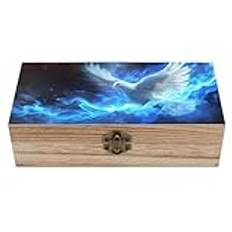 White Holy Spirit duva rolig trä förvaringsbox anpassade smycken organiseringslådor med gångjärn lock och främre lås 20 x 10 x 6,5 cm, Stil, En storlek
