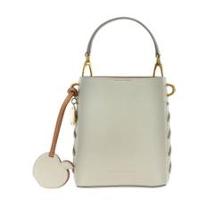 Stella McCartney, Taske, Dame, Grå, ONE SIZE, Uld, Elegant Mini Bucket Bag med Apple Charm