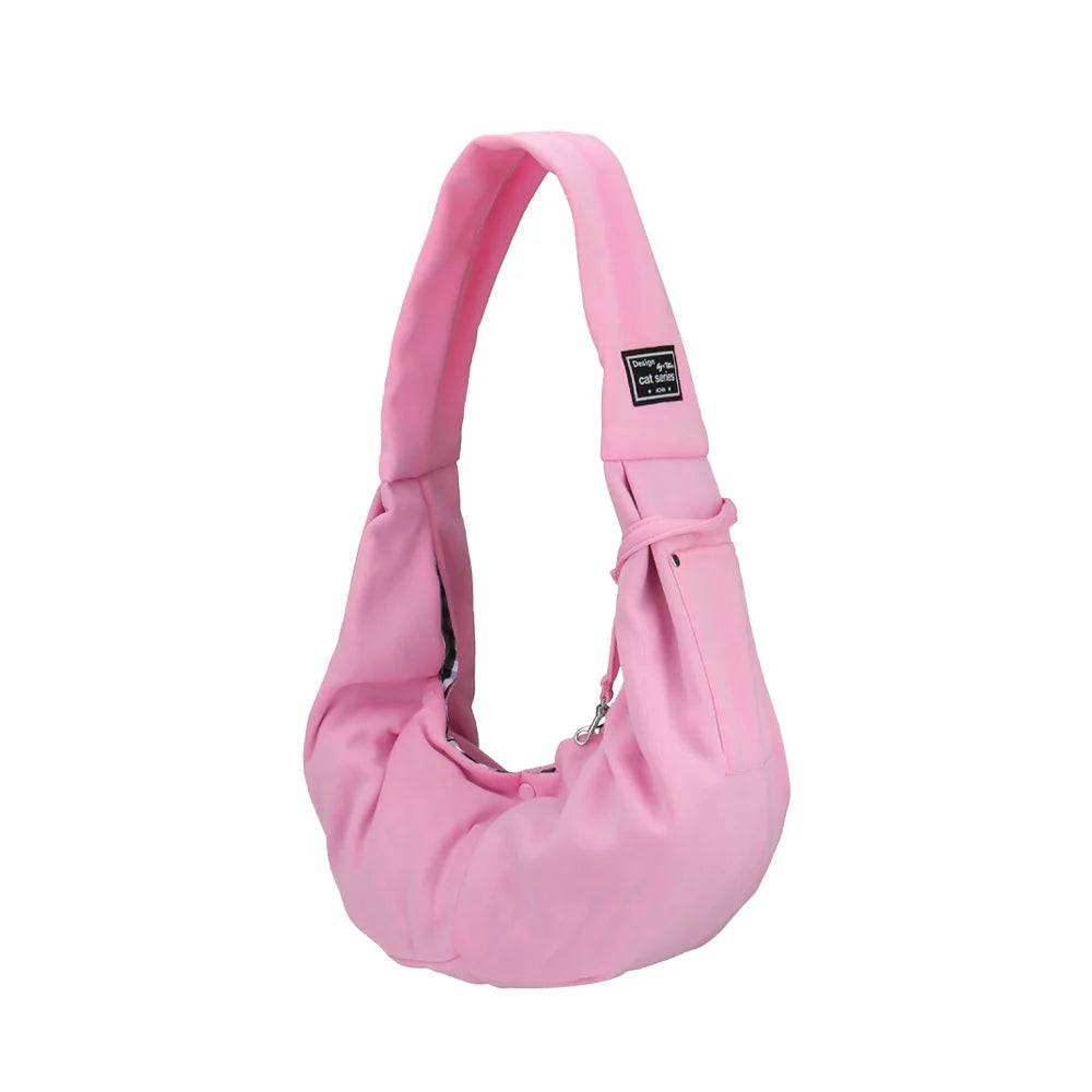Portable Pet Shoulder Carrier Bag with Phone Pocket - Pink